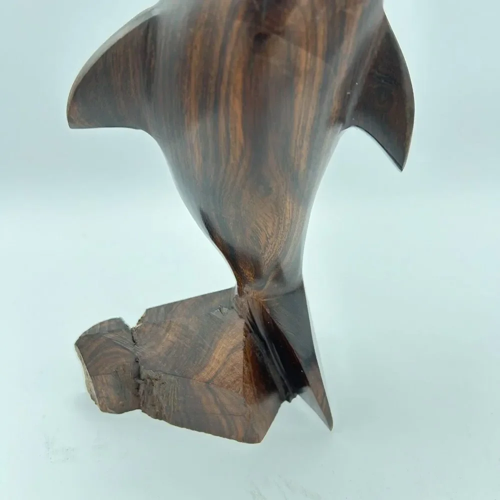 Vtg Hand Carved Ironwood Dolphin Figurine 7 1/2